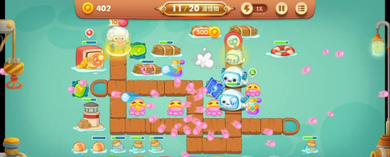 保卫萝卜3码头57关金萝卜怎么过