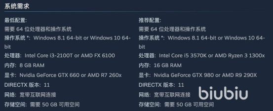《双人成行》最低配置和推荐配置要求一览